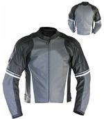 Motorrad Mode Lederjacke schwarz und grau