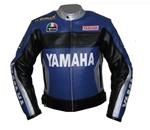 Yamaha Duhan 46 Motorrad-Lederjacke mit silbernen Kragen