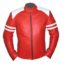 Mens Red &  white soft leather jacket