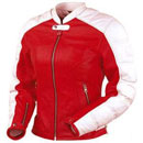 Red & White Ladies Motorcycle Jacket 