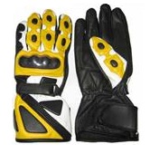 Yellow Motorcycle Leather Gloves